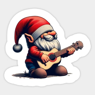 Gnomo navideño con guitarra 1 Sticker